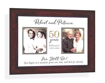 Custom Made 50th Anniversary ANY YEAR Message: Personalized Parents Grandparents Photo Frame, 9x12 Mat