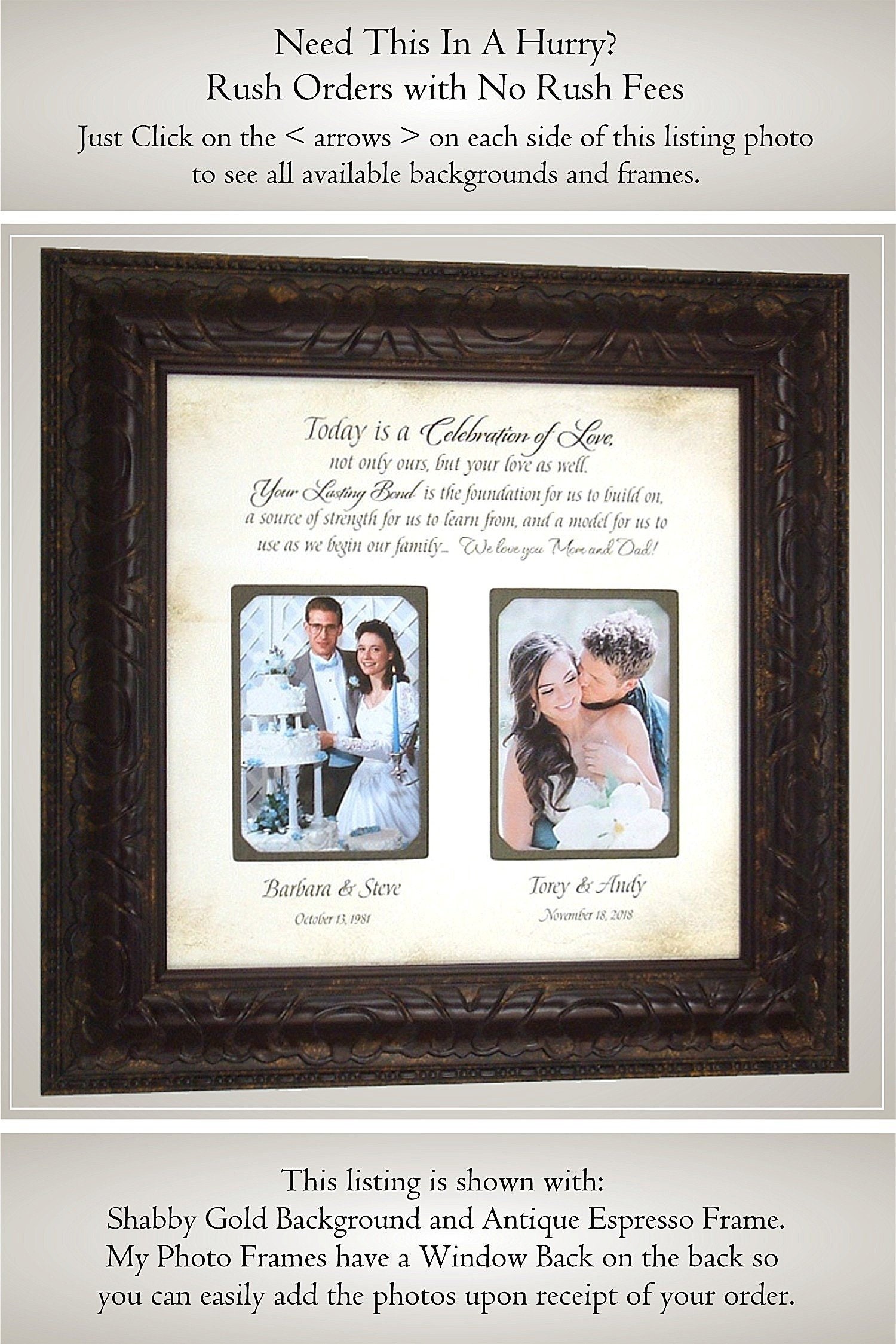 Personalized Picture Frame Wedding Gift for Parents Parents Etsy