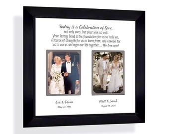 Personalized Wedding Photo Frame for Parents: Custom Made ANY Message Names Dates, 12x12 Mat