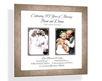 Personalized 50th Anniversary Parents Grandparents Photo Frame: Custom Made ANY Year Text, 12x12