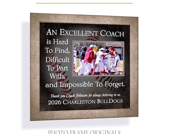 Custom Made Baseball Coach Team Photo Frame: Personalized ANY Text Sport Coaches, 12x12