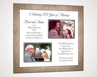 Personalized Wedding Anniversary Photo Frame ANY Year: Custom Made 50th Celebration Keepsake, 12x12