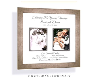Parents 50th Anniversary ANY Year Photo Frame, Custom Made Then and Now, 12x12 Mat