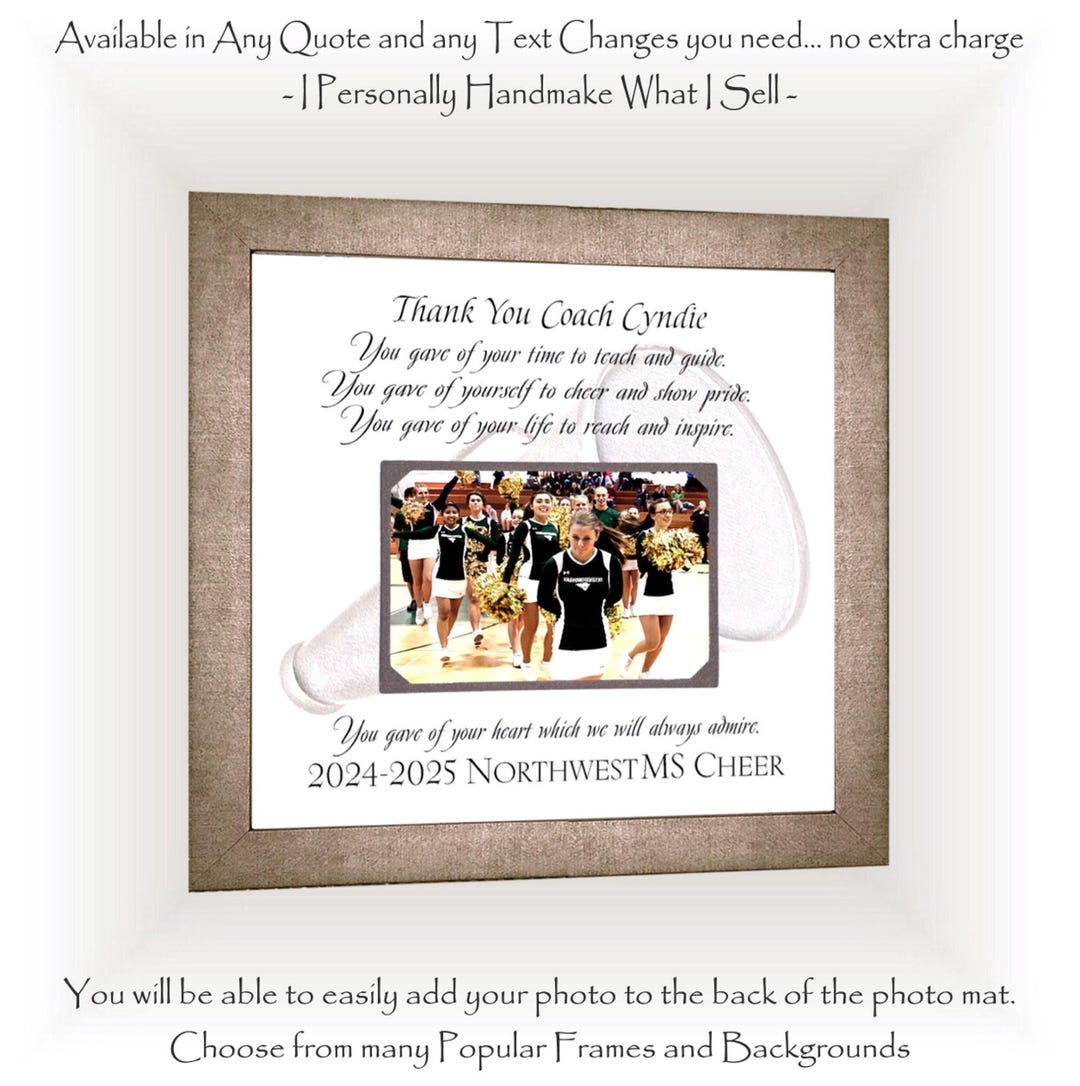 Cheer Photo Frame Cheer Coach Photo Frame, Personalized Team Memory (fits 5x7 Photos) - Etsy
