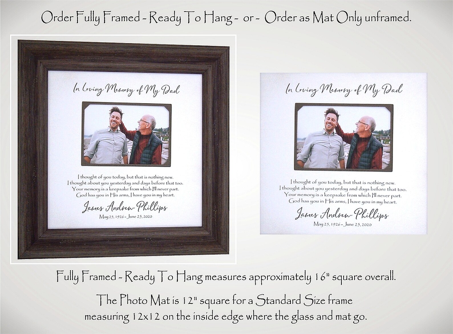 Dad Memorial Picture Frame Custom Father Memorial Picture Etsy