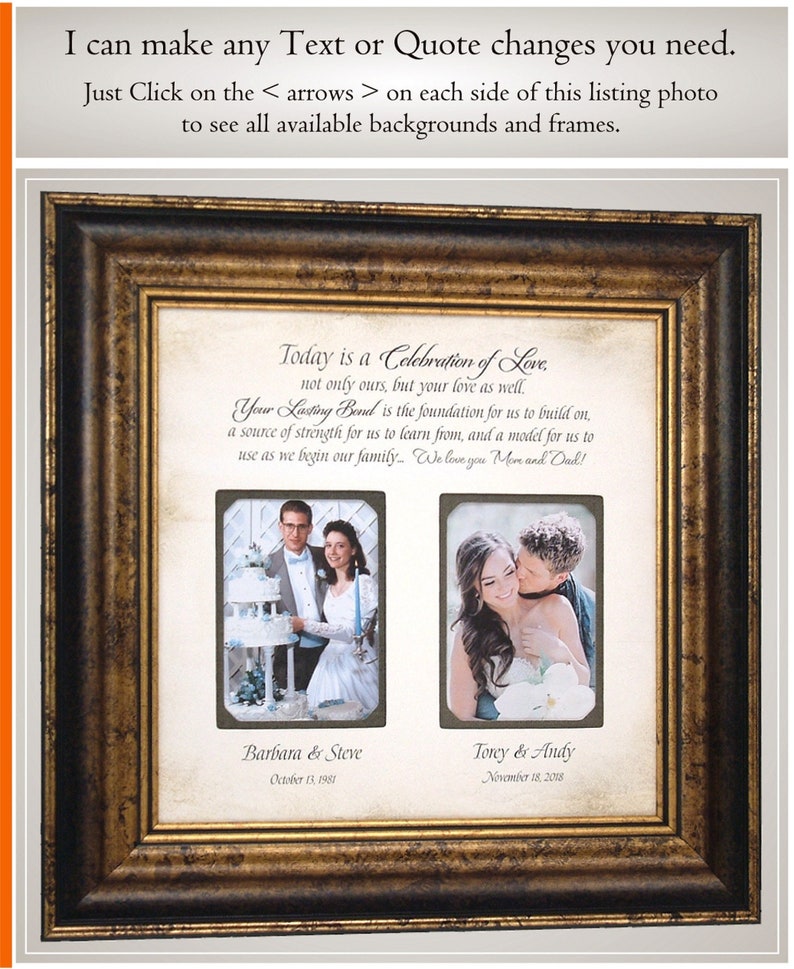 Parents Photo Frame Wedding Gift Personalized Parents of the Etsy