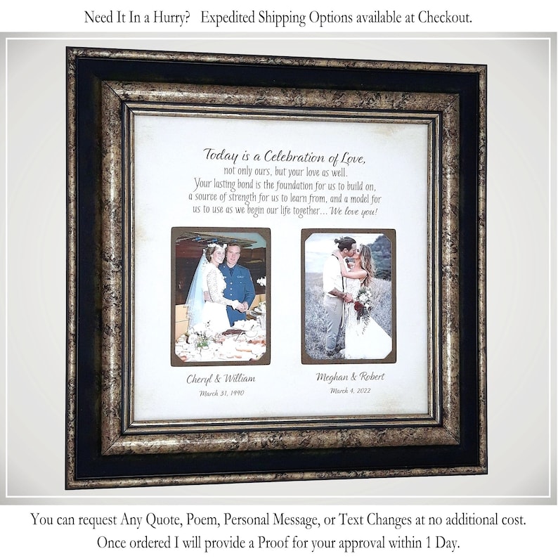 Gifts for Parents on Wedding Day, Parents of the Groom Wedding Gifts, Personalized Photo Frame, image 2