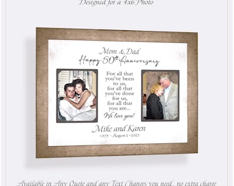 50th Wedding Anniversary Photo Frame: Custom Made ANY Year Quote Then Now, 11x14 Mat