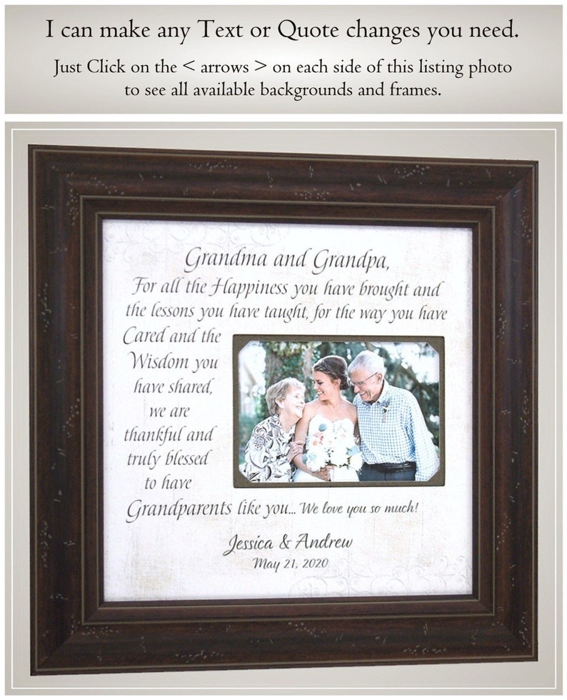 Wedding Gift For Grandparents, Personalize Wedding Photo Picture Frame, Custom Wedding Photo Mat, Wedding Gift from Bride and Groom image 1