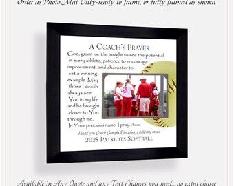 Softball Coach Team Gift: Custom Made ANY Team Sport Photo Frame,  12x12 Mat