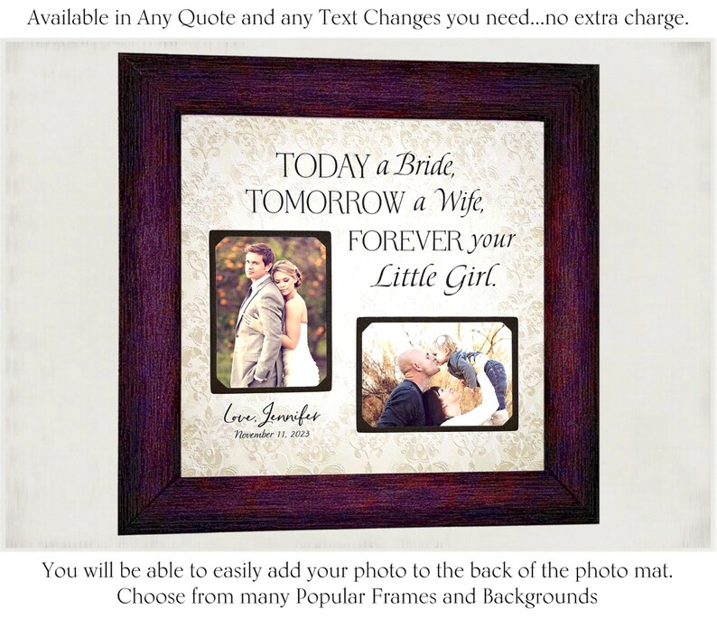 Wedding Gift from Groom, Mother of the Groom Gift. Parents of the Groom, Personalized Custom Wedding Frame with Photo image 3