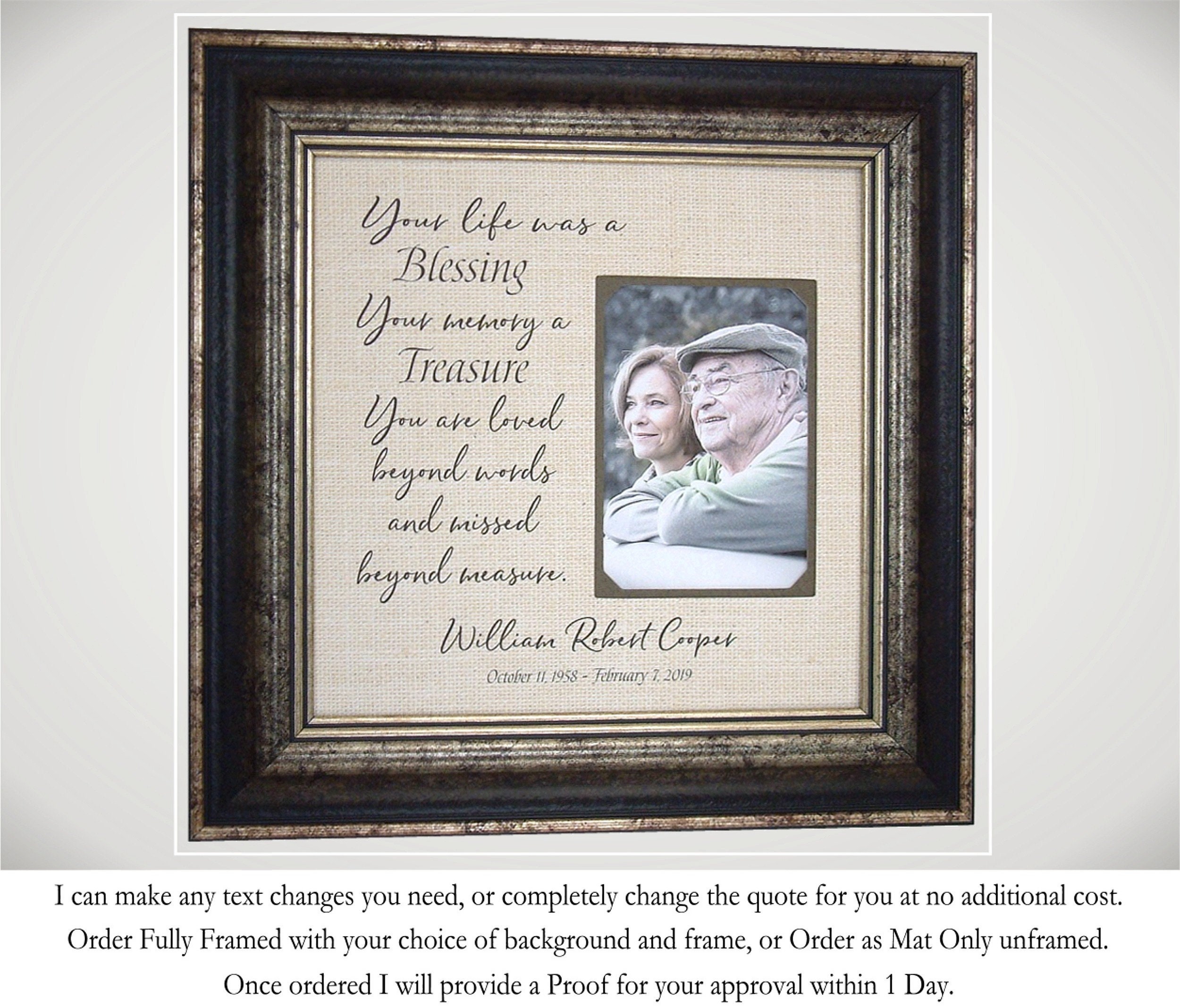 Loss of Loved One Memorial Picture Frame Gift In Memory of Etsy