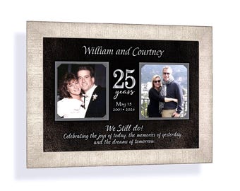 Personalized 25th Anniversary Photo Frame: Custom Made Then Now ANY Year,  9x12