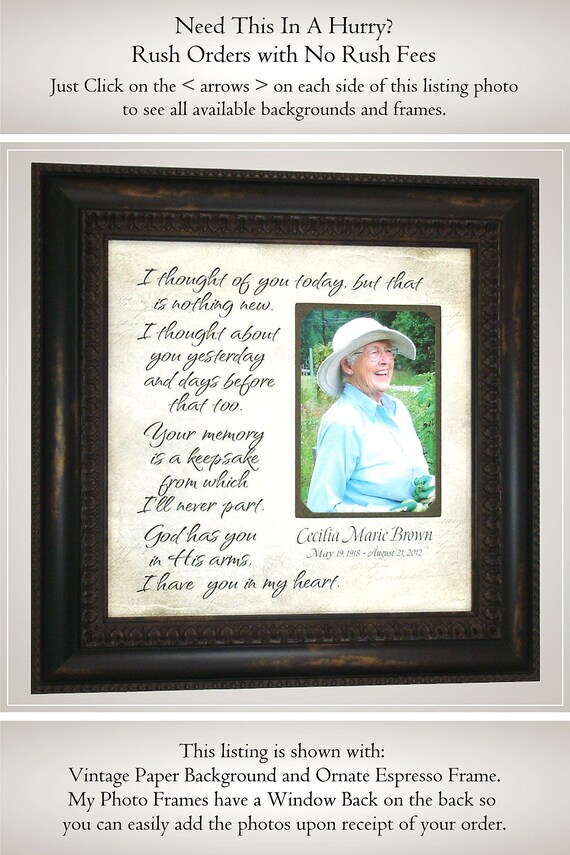 Wedding Memorial Picture Frame Mother Sign Photo Father In Memory Of Sympathy Gift