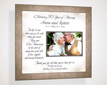 Personalized 50th Wedding Anniversary Photo Frame: Custom Made ANY Year Message Quote, 12x12 Mat