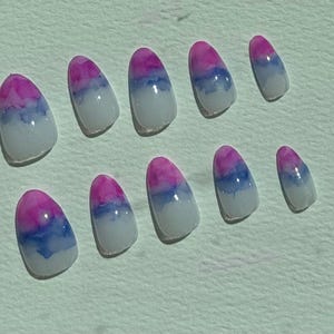 Purple and blue ombré watercololor press on set