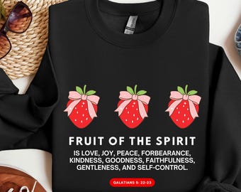 Fruit of the Spirit-sweater | Galaten 5 Christian ronde hals | Coquette Aardbei Bijbelvers trui cadeau