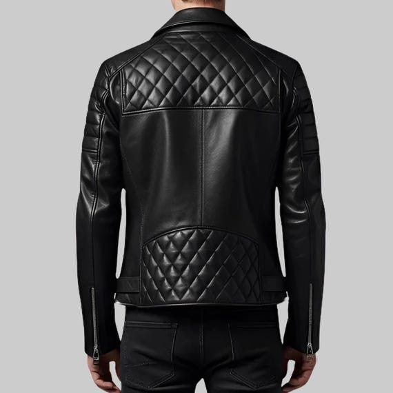Men's Handmade Black Cow Leather Biker Jacket – Genuine Leather
