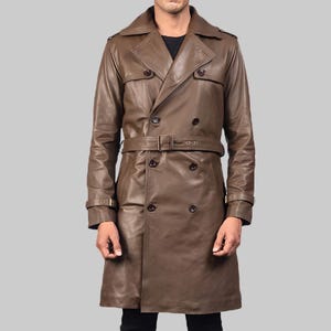 Handmade Leather Trench Coat for Men – Real Sheephide Long Jacket