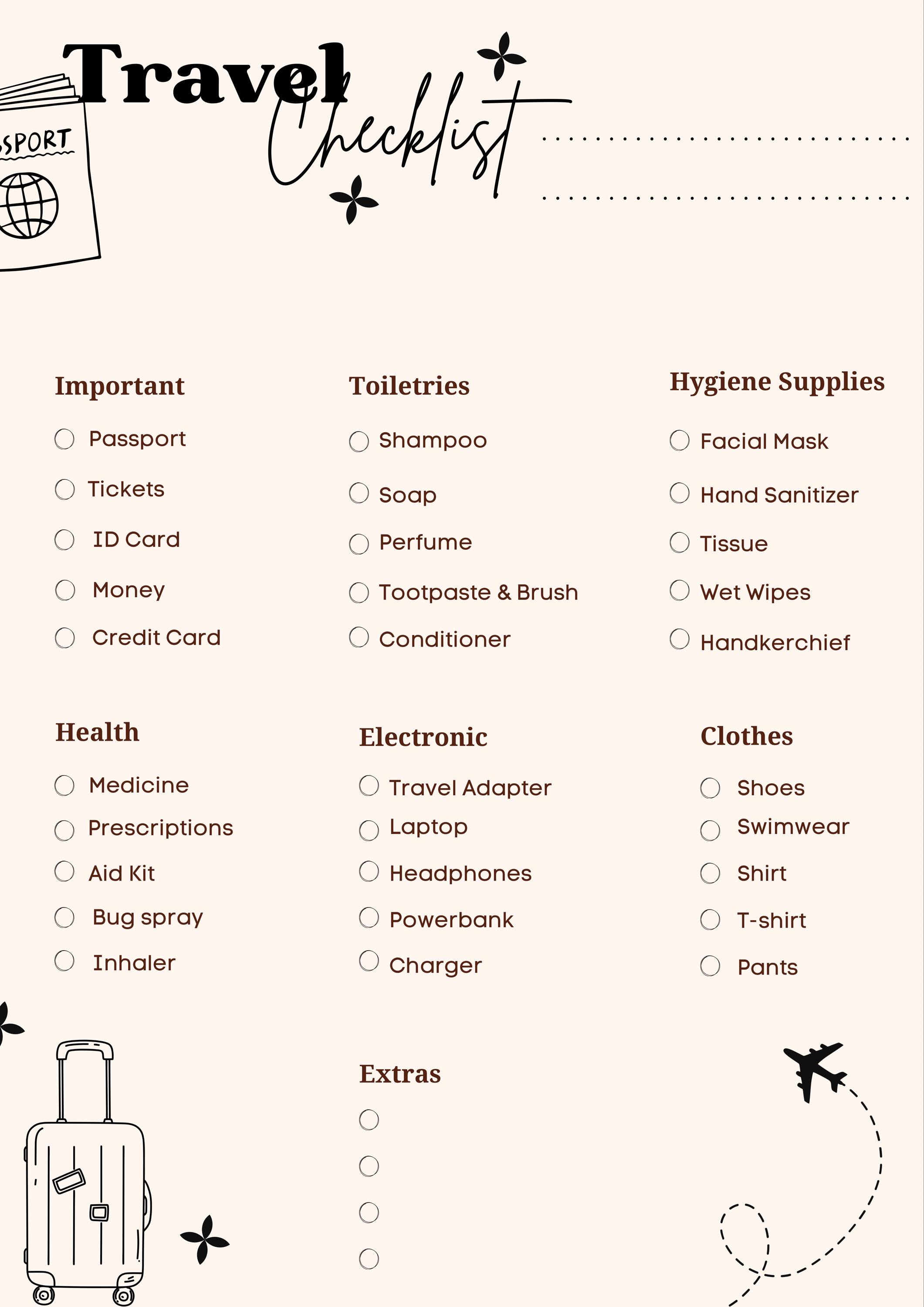 Complete Packing List PDF – Digital Travel Checklist – Travel Planner ...