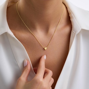 14K Gold Heart Necklace • Dainty Heart Necklace