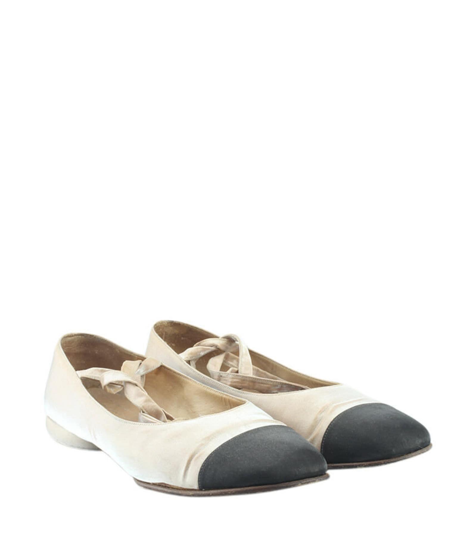 chanel ballet flats cap toe with ankle straps