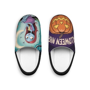 Halloween-Themed Women&#39;s Indoor Slippers, Cozy House Shoes, Spooky Pumpkin Slippers, Perfect for Fall, Fun Halloween Gift