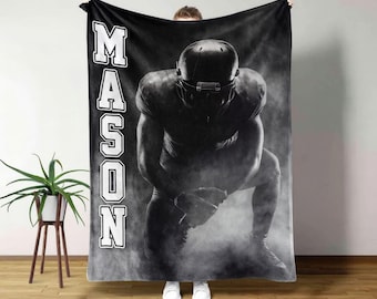 Personalized Football Blanket, Custom Team Gift, Sherpa Fleece
