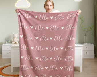 Personalized Newborn Girl Name Blanket, Custom Baby Blanket, Girl Blanket Gift, Baby Blanket, Kids Blanket, Christmas Present Gift