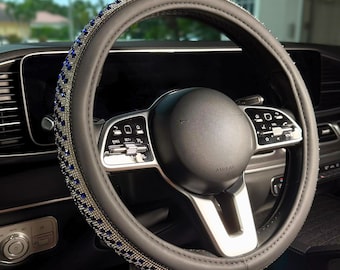 Rhinestone Steering Wheel Cover: PU Leather, Non-Slip - 14.5-15 Inch