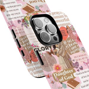 Christian Patchwork Phone Case: Bible Verse Collage, Inspirational Tough Cover