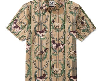 Camisa hawaiana para hombre con estampado de perro detective / 100% algodón H&-Painted