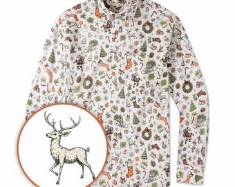 Camisa hawaiana Everyday Sparkle Of Santa para hombre, manga larga, 100% algodón, blanca, ideal como regalo navideño Aloha.