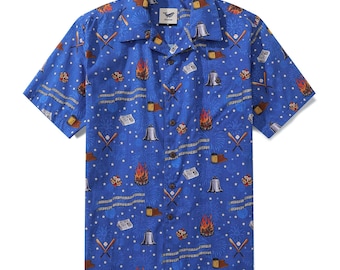 Camisa hawaiana para hombre con estampado del Día de la Independencia / 100% algodón H&-Painted