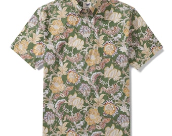 Camisa hawaiana de chintz floral: 100 % algodón, manga corta