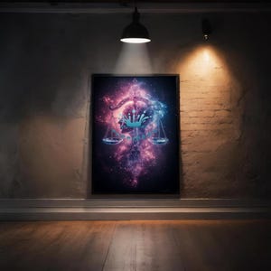 Libra Zodiac Wall Art | Astrology Digital Print | Celestial Space Decor | Zodiac Gift | Digital Download