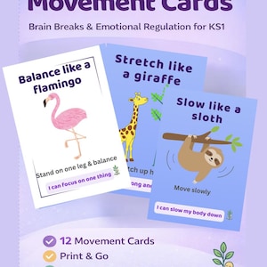 Calm Body Movement Cards for Kids | KS1 Brain Breaks, Emotional Regulation (Printable PDF)