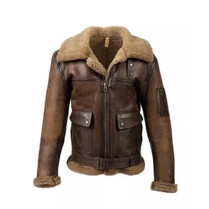 Men’s B3 Shearling Aviator Jacket: Brown Sheepskin Leather Bomber