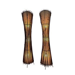 Mid 20th-Century Pair of Sculptural Bamboo Floor Lamps, 1960s