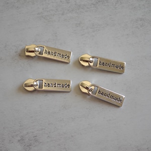 Handmade Zipper Pulls Silver Nickel #5 Metallic Nylon