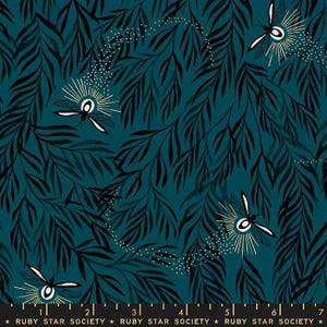 Sarah Watts Firefly Metallic Dark Teal Ruby Star Society Por Fat Quarter