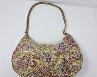 Vera Bradley Pistachio Paisley Quilted Cotton Mini Hobo Shoulder Bag