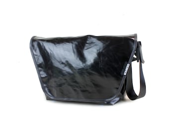 Large Bicyle Messenger bag with stablizer strap, Recycled Truck Tarpaulin, Truck Tarp Bag