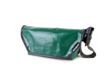 Shoulder bag made from recycled truck tarpaulin, Small Messenger crossbody bag, Truck tarp bag