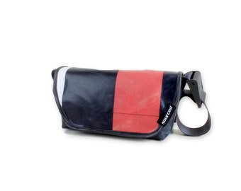 Shoulder bag made from recycled truck tarpaulin, Small Messenger crossbody bag, Truck tarp bag