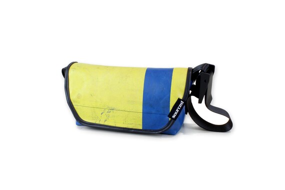 Shoulder bag made from recycled truck tarpaulin Small Messenger crossbody bag Truck tarp bag