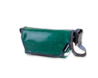 Shoulder bag made from recycled truck tarpaulin, Small Messenger crossbody bag, Truck tarp bag