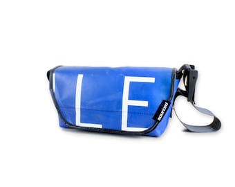 Shoulder bag made from recycled truck tarpaulin, Small Messenger crossbody bag, Truck tarp bag