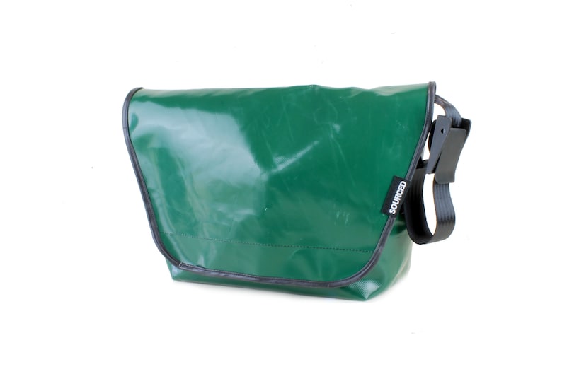Large Messenger Bag made from Recycled Truck Tarp Messenger Bag Waterproof Messenger Bag Cycling Messenger Bag Recycled Bag image 1