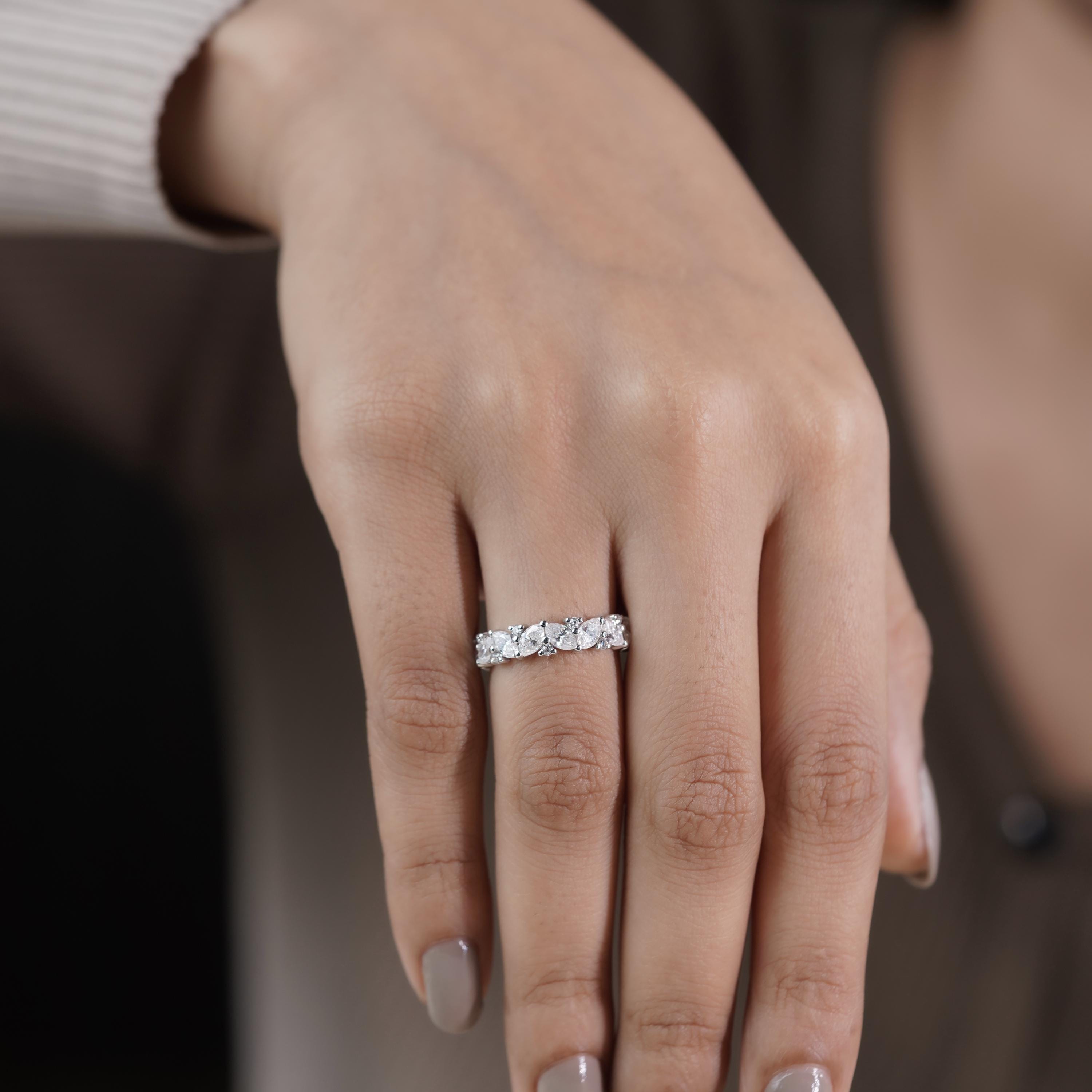 Marquise & Round Wedding Band | Full Eternity Lab Grown Diamond ...